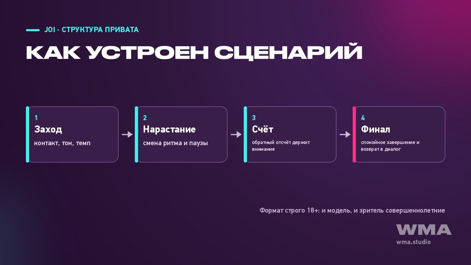 Структура JOI-привата: заход, нарастание, счёт, финал