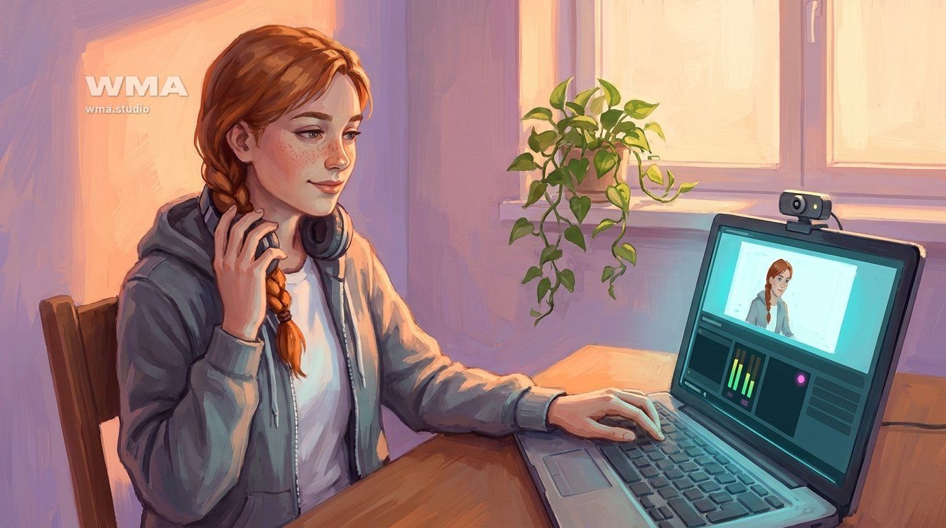 OBS для вебкам-модели: эфир пошёл, на экране ноутбука своя сцена