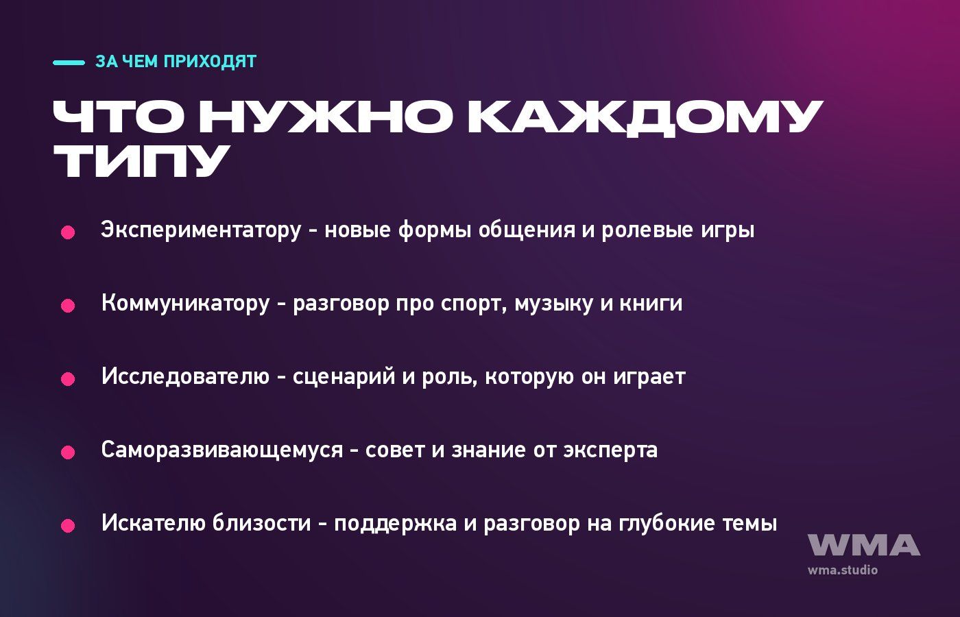 Что нужно каждому психотипу мембера в чате